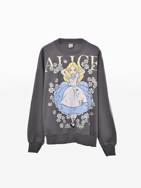 BUZO ALICE ON FLOWERS GRIS OSCURO