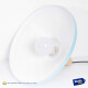 Lampara Colgante Metal Nordica Plato Deco Simil Madera Led Azul