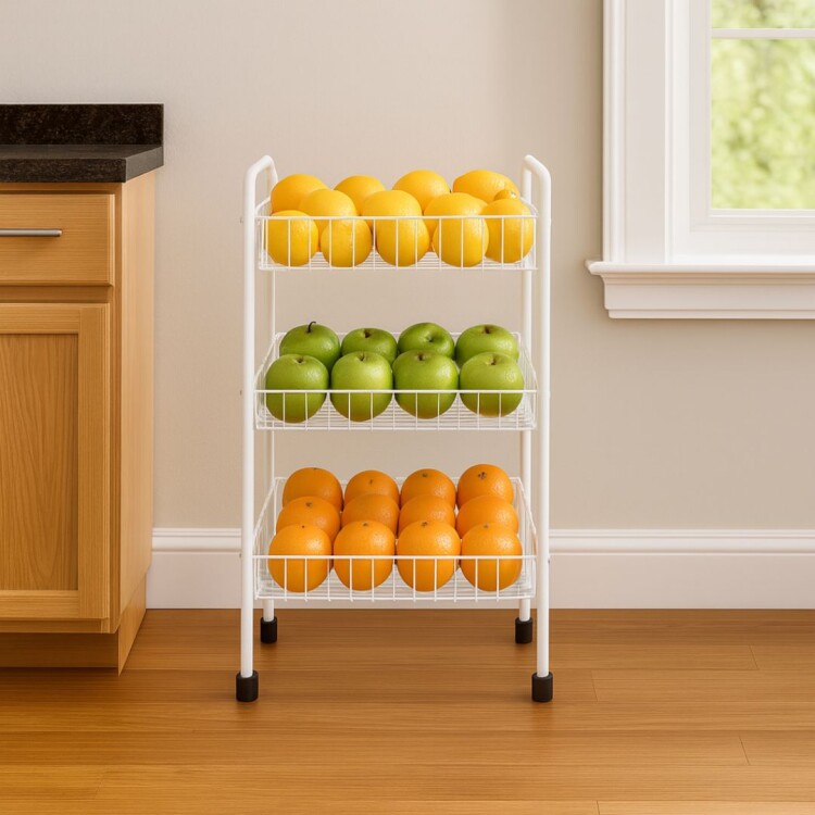 Estante organizador frutero 3 estantes 41cm x 23cm x 63cm Blanco