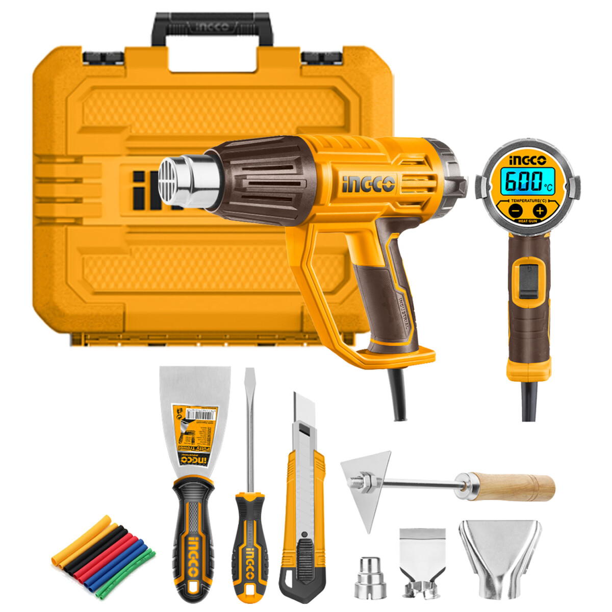 Pistola de Calor Ingco HG2000581 2000W con Accesorios 
