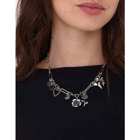 Collares Cortos Multi dijes Plateado