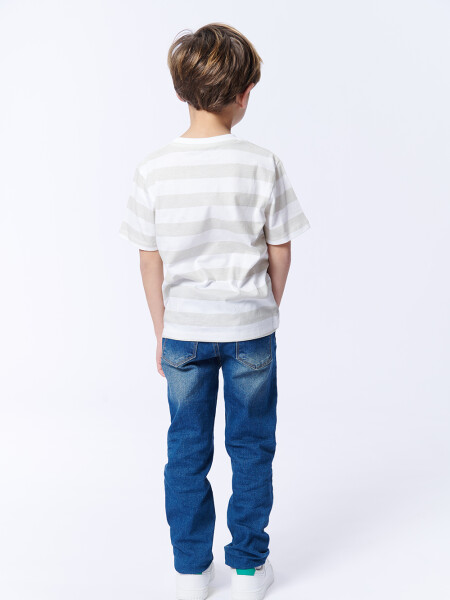 Remera estampa Rayas Blanco Y Beige