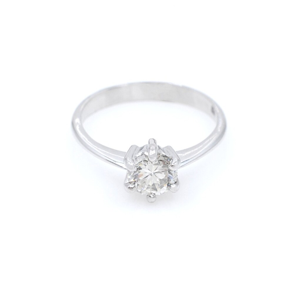 Anillo solitario en oro 18k blanco y brillante central Anillo solitario en oro 18k blanco y brillante central