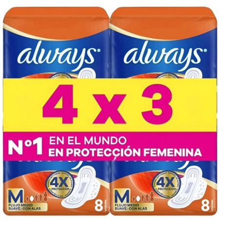 Toallas femeninas Always Diurna suave 4x3 Toallas femeninas Always Diurna suave 4x3