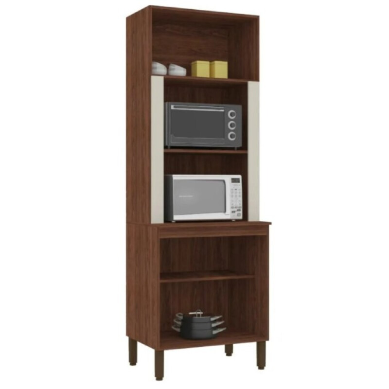 Mueble Duplo AMETISTA para Microondas y Horno 4 Puertas Color Nogueira Off White Mueble Duplo AMETISTA para Microondas y Horno 4 Puertas Color Nogueira Off White
