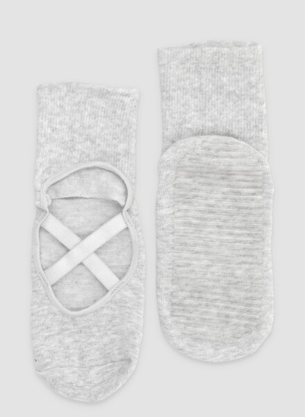 Media pilates con elastico Gris melange
