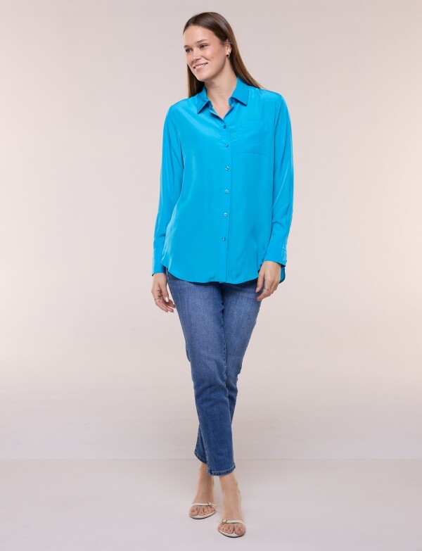 Camisa Saten TURQUESA