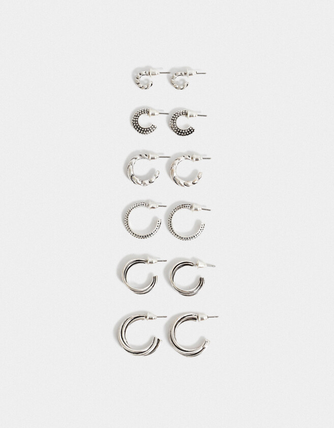 Aros Argollas Set Bañada en Plata Set De Aros Argolla Bañado En Plata - Plateado