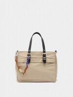Bolso Tote De Nylon Con Colgante crudo