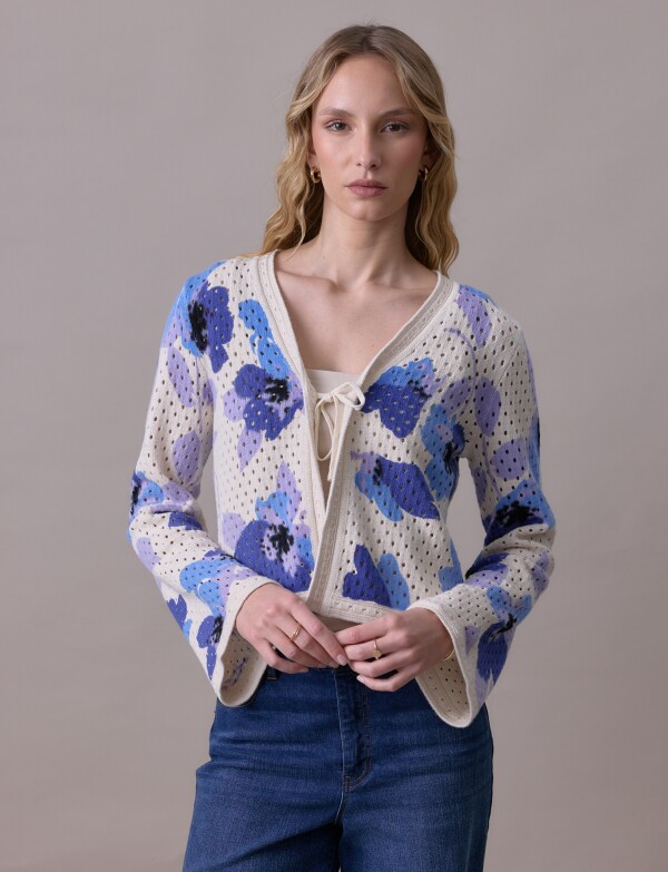 Cardigan Calado BEIGE/MULTI