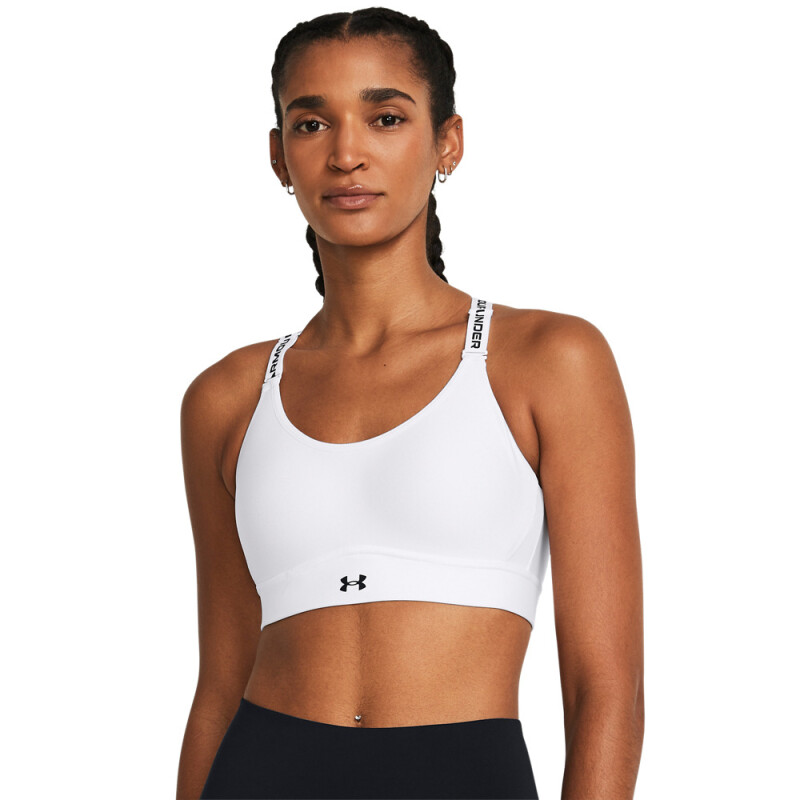 UA Infinity Mid 2.0 Bra-ORG WHT-100