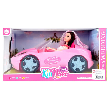 Muñeca + auto rosa descapotable Muñeca + auto rosa descapotable