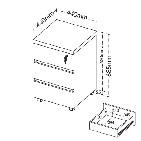 CAJONERA 3 CAJONES MDF YMIR