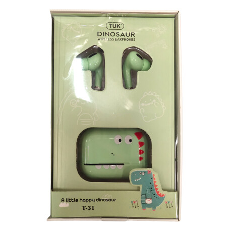 AURICULARES BLUETOOTH IN EAR DINOSAURIO VERDES CON ESTUCHE AURICULARES BLUETOOTH IN EAR DINOSAURIO VERDES CON ESTUCHE