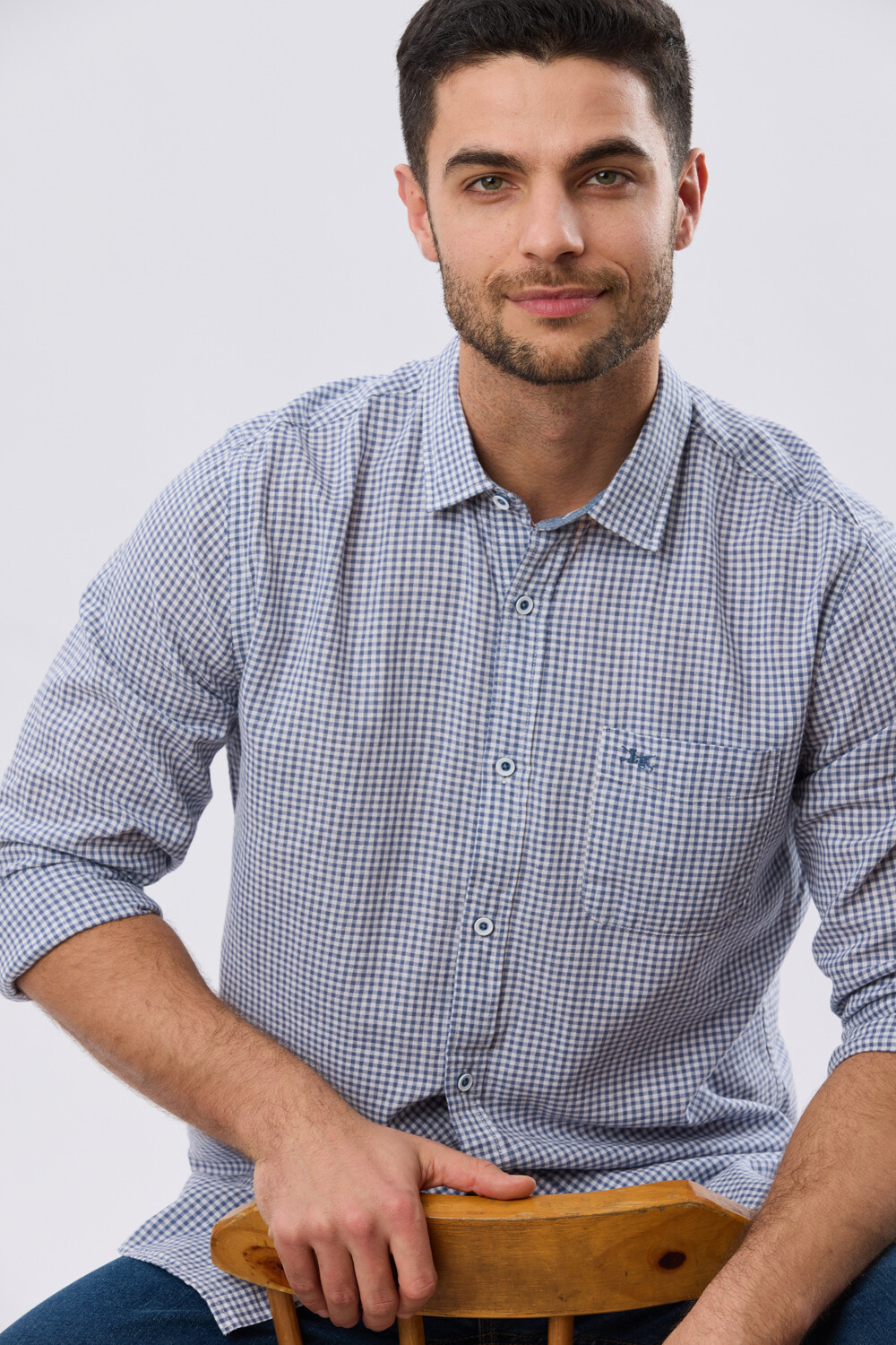 CAMISA CUADROS DE LINO Denim