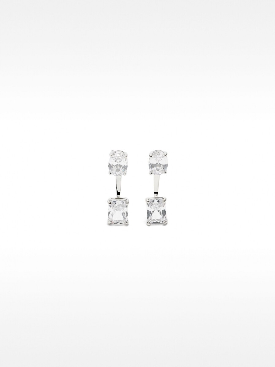 Pendientes Ear Jacket Con Circonitas - plateado 