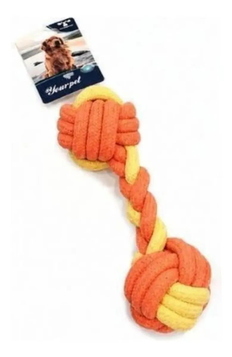Juguete Para Perro De Cuerda Mancuerna Colores - NARANJA 