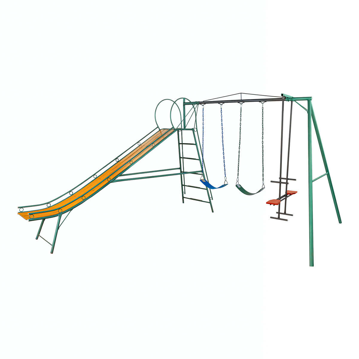 Juego Combinado Infantil con tobogán N°5. Caballito y 2 hamacas de cincha. 