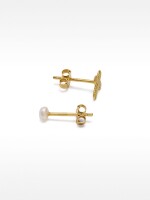 Set De Aros Con Perlas De Agua Dulce - Plata De Ley 925 dorado