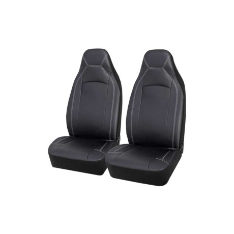 Cubreasiento Pick Up Eco Cuero 2 Piezas Negro Con Detalle Gris