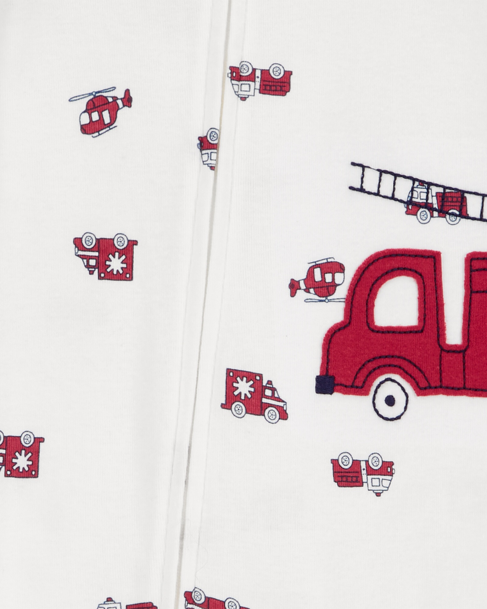 Pijama una pieza de algodón, con pie, diseño bomberos Pijama una pieza de algodón, con pie, diseño bomberos
