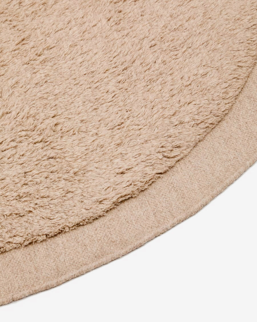 Alfombra redonda Marely de lana beige Ø 200 cm