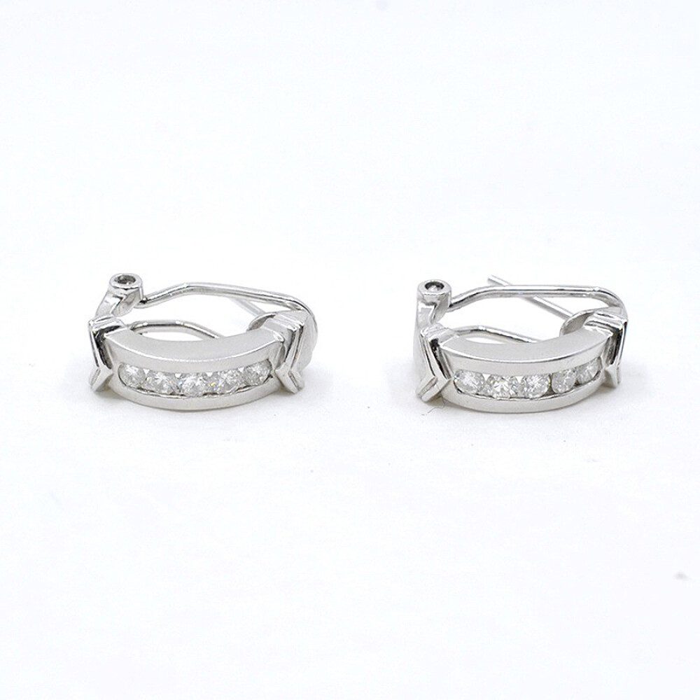 Aros En Oro 18K Blanco Y Brillantes Aros En Oro 18K Blanco Y Brillantes