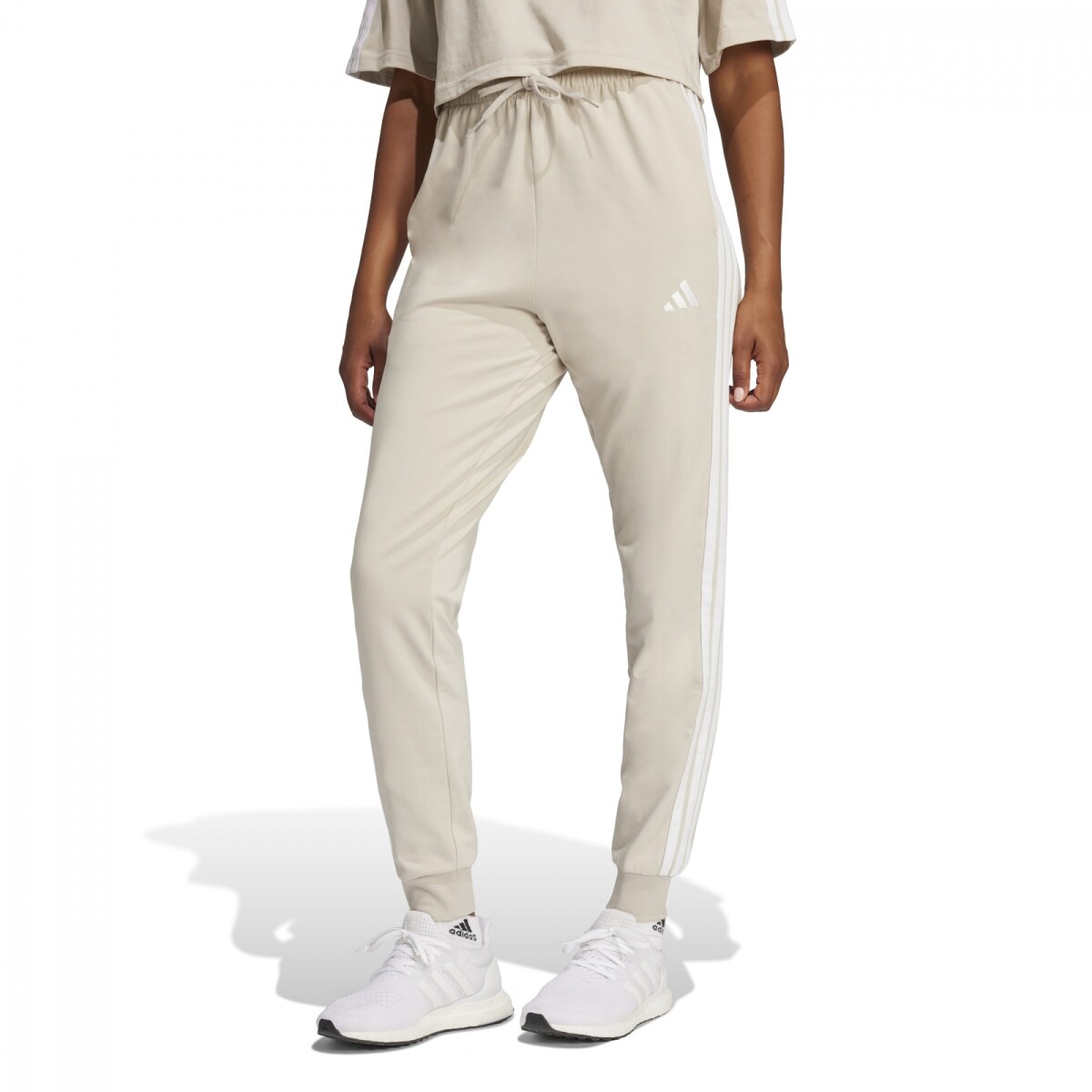 Pantalones Adidas W 3S SJ JOGGER de Mujer - JE1188 - Beige-blanco 