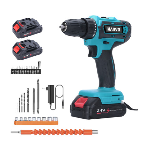 TALADRO MARVO HDL-001 INALAMBRICO RECARGABLE AZUL-NEGRO