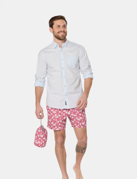 SHORT DE BAÑO ESTAMPADO Rosado