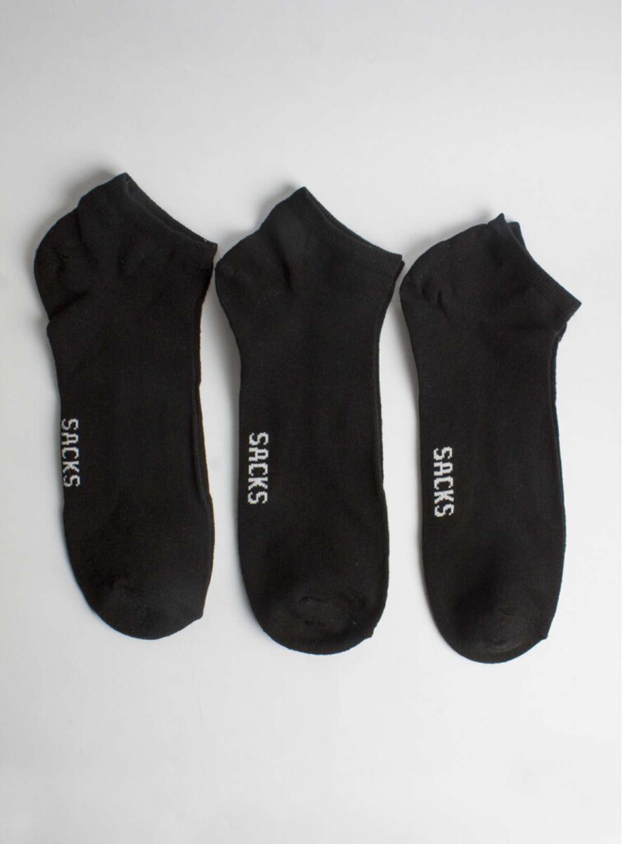 Pack x 3 medias cortas de algodón lisas - Negro 