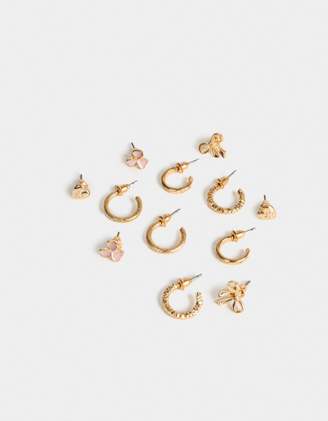 Aros Sets Flores Set De Aros Con Flores - Dorado