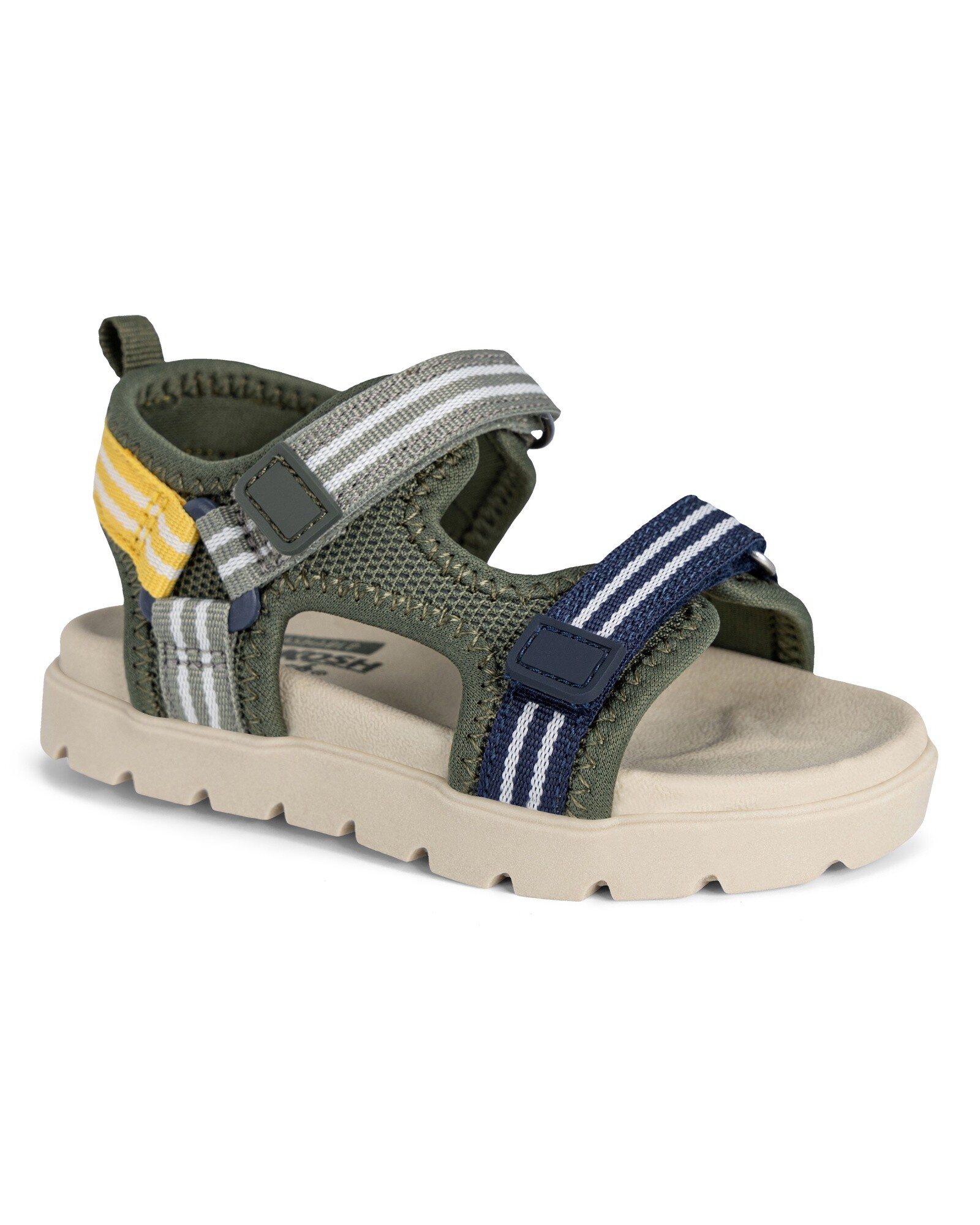 Sandalias con velcro, verdes, diseño con rayas Sin color