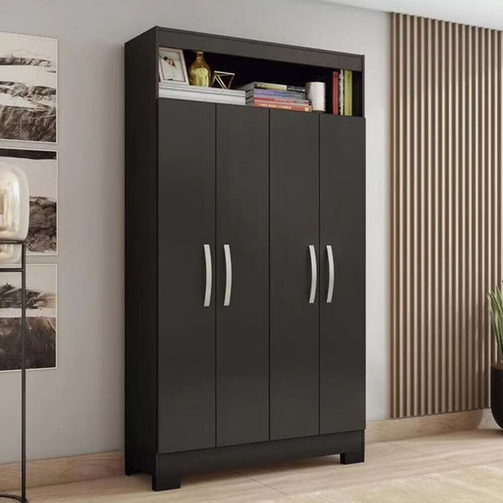 ROPERO 4 PUERTAS GUARDARROPA ARMARIO PLACARD CLOSET NEGRO