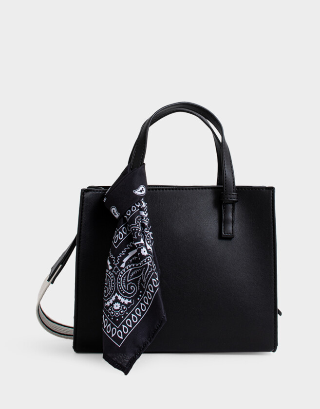 City Boho Cartera City Con Pañuelo - Negro