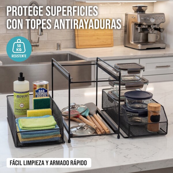 Estante Organizador Mesada Alacena Cocina 2 Cajones Multiuso Imback Color Negro Estante Organizador Mesada Alacena Cocina 2 Cajones Multiuso Imback Color Negro