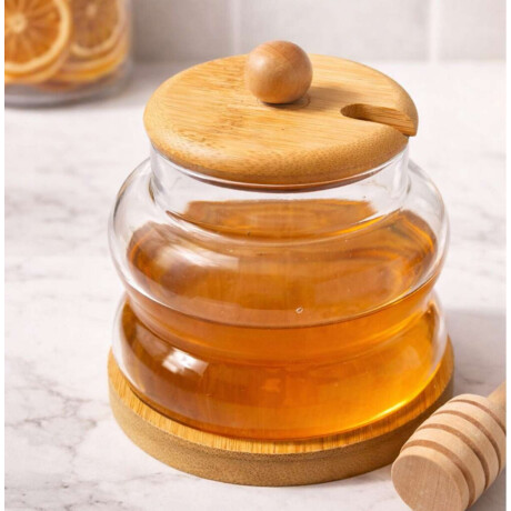 Mielera de vidrio y madera 350ml Madera