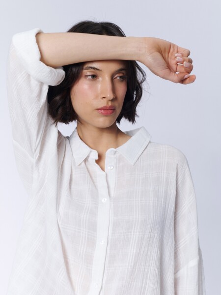 Camisa Manga larga Oversize Textura Blanco