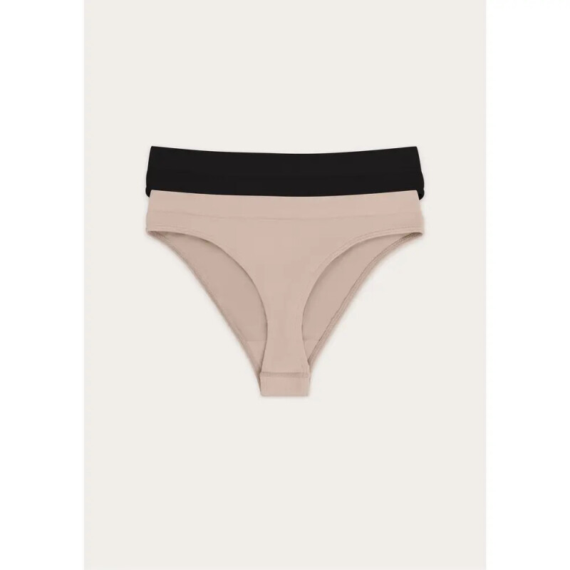 KIT COM 2 CALCINHAS FEM PRETO/BEGE