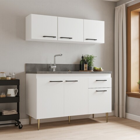 Aéreo Alacena Modular Tres Puertas Asas Polipropileno Blanco Aéreo Alacena Modular Tres Puertas Asas Polipropileno Blanco