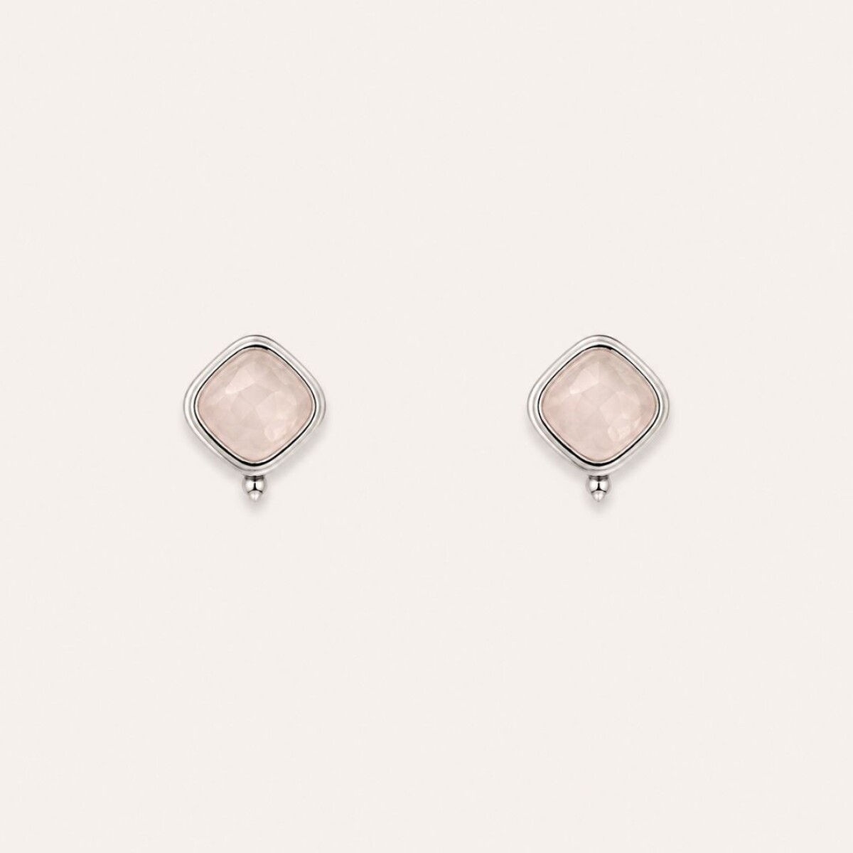 Caravanas Cuarzo Rosa - Plata 925 
