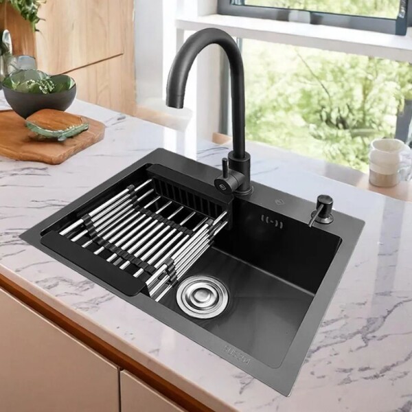 PILETA SIMPLE DE SOBREPONER 55 X 45 X 22 + ACCESORIOS - NEGRA PILETA SIMPLE DE SOBREPONER 55 X 45 X 22 + ACCESORIOS - NEGRA