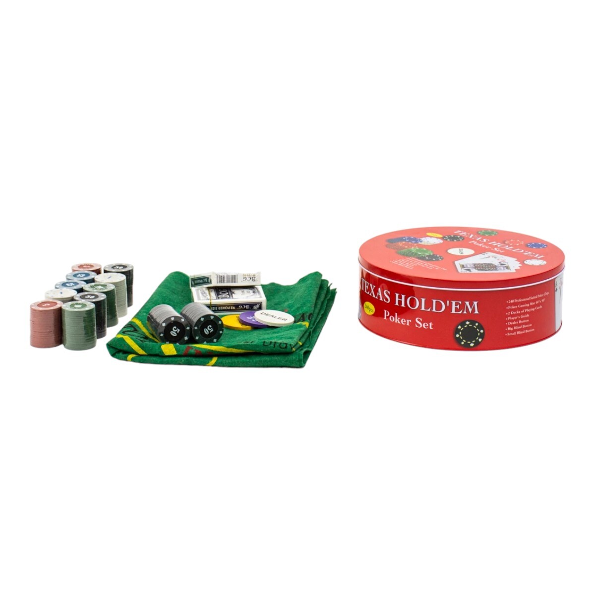 Set De Poker 240 Fichas 2 Mazos Paño Incluido 