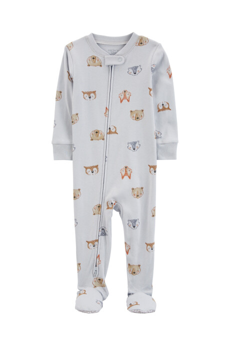 Pijama uno pieza de algodón, con pie, diseño animales Sin color