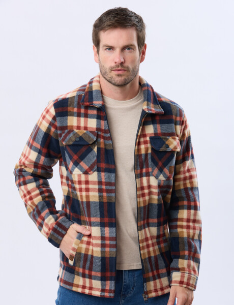 CAMPERA POLAR A CUADROS Azul