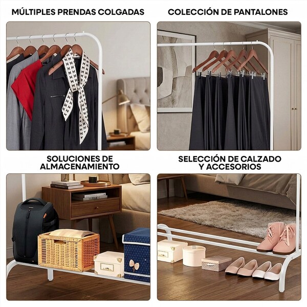 Perchero Para Ropa Percha Metal Organizador Estante Placard Imback Color Blanco Perchero Para Ropa Percha Metal Organizador Estante Placard Imback Color Blanco