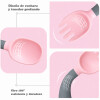 Juego de Cubierto de Silicona y Plástico con Estuche Rosa