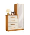 Comoda 1 puerta 4 Cajones Belize Plus Marron y Beage