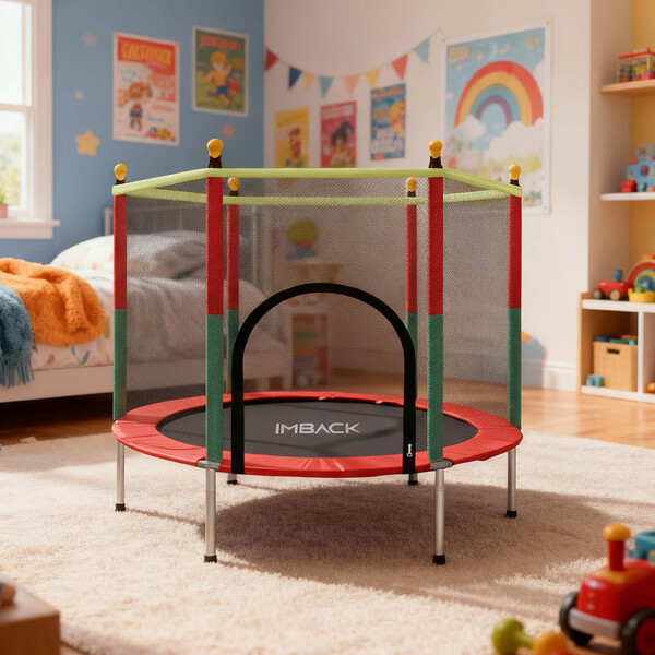 Cama Elastica de 1.40M Trampolin Saltarin con Red Proteccion y refuerzo seguridad IMBACK Color Rojo Cama Elastica de 1.40M Trampolin Saltarin con Red Proteccion y refuerzo seguridad IMBACK Color Rojo
