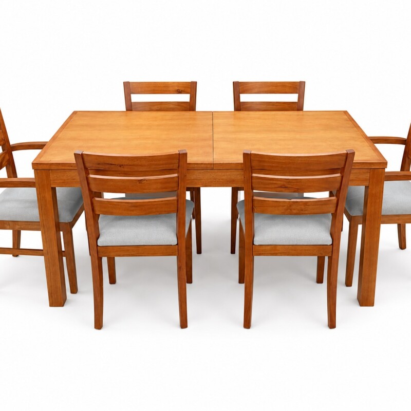 Juego de Comedor Recto extensible con 4 sillas curva ancash más 2 con brazo Juego de Comedor Recto extensible con 4 sillas curva ancash más 2 con brazo